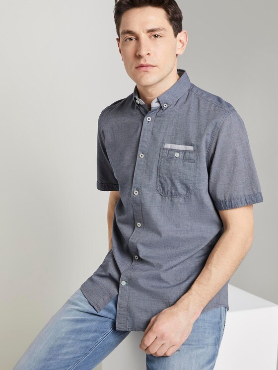 Hemd in Twill-Optik - Männer - navy white two face twill Hemd in Twill-Optik - Männer - navy white two face twill - 5 - TOM TAILOR