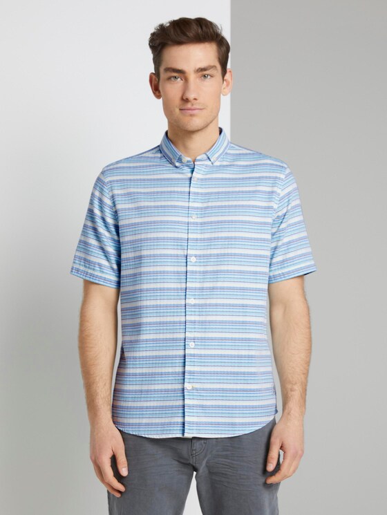 Gestreiftes Hemd - Männer - yellow blue horizontal stripe Gestreiftes Hemd - Männer - yellow blue horizontal stripe - 1 - TOM TAILOR