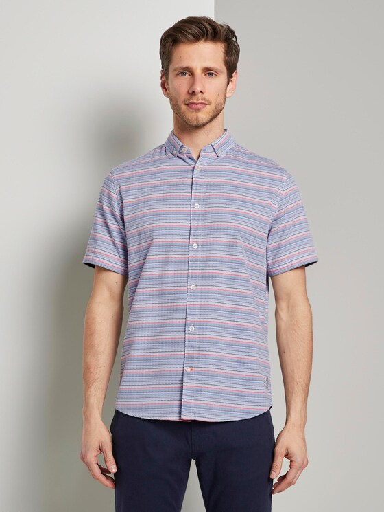 Gestreiftes Hemd - Männer - orange blue horizontal stripe Gestreiftes Hemd - Männer - orange blue horizontal stripe - 1 - TOM TAILOR