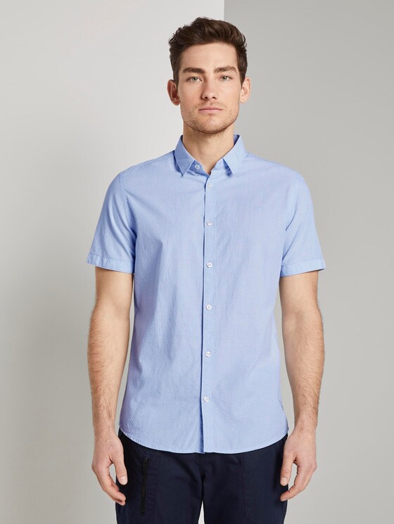 Checked shirt - Men - light blue white dobby struct Checked shirt - Men - light blue white dobby struct - 1 - TOM TAILOR