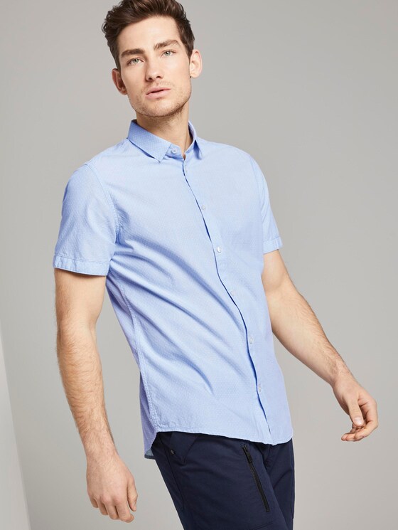 Checked shirt - Men - light blue white dobby struct Checked shirt - Men - light blue white dobby struct - 5 - TOM TAILOR