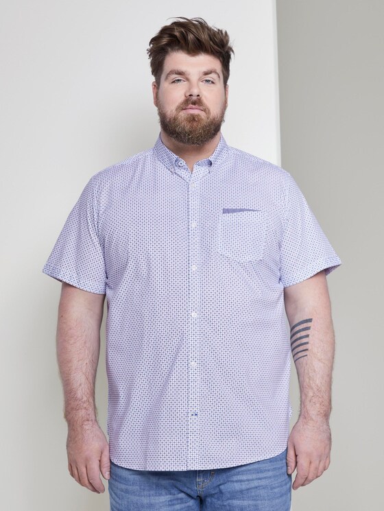Gemustertes Kurzarmhemd - Männer - white by navy blue dot design Gemustertes Kurzarmhemd - Männer - white by navy blue dot design - 1 - Men Plus