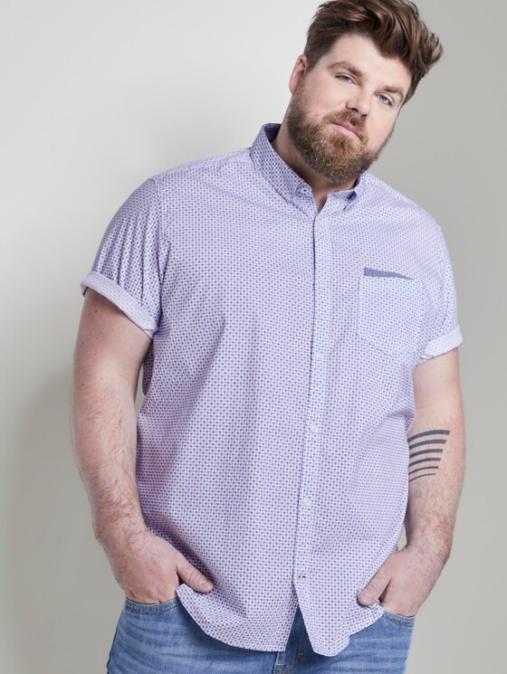 Gemustertes Kurzarmhemd - Männer - white by navy blue dot design Gemustertes Kurzarmhemd - Männer - white by navy blue dot design - 5 - Men Plus