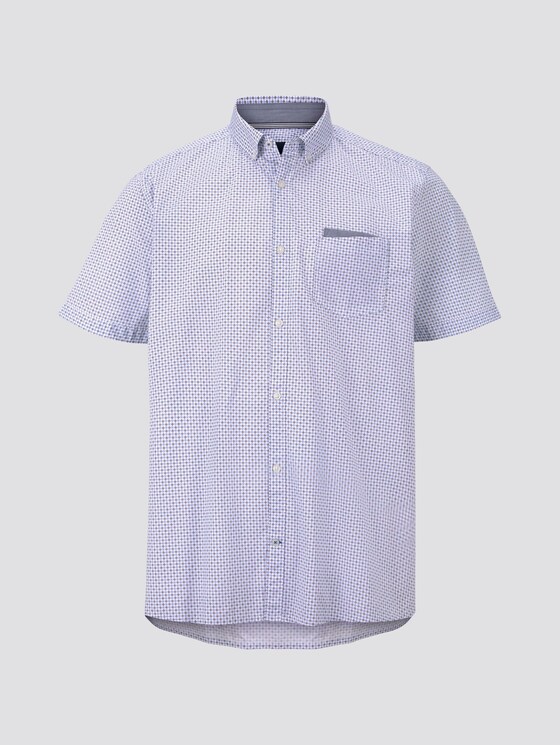 Gemustertes Kurzarmhemd - Männer - white by navy blue dot design Gemustertes Kurzarmhemd - Männer - white by navy blue dot design - 7 - Men Plus