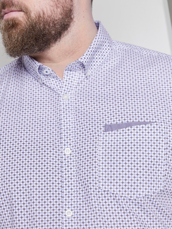 Gemustertes Kurzarmhemd - Männer - white by navy blue dot design Gemustertes Kurzarmhemd - Männer - white by navy blue dot design - 9 - Men Plus