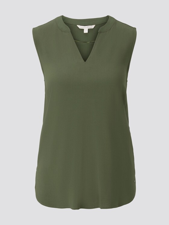 Ärmellose Tunikabluse mit Henley-Ausschnitt - Frauen - Dusty Rifle Green Ärmellose Tunikabluse mit Henley-Ausschnitt - Frauen - Dusty Rifle Green - 7 - TOM TAILOR Denim