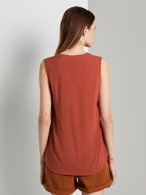 Sleeveless tunic with a Henley neckline - Women - Rust Orange Sleeveless tunic with a Henley neckline - Women - Rust Orange - 2 - TOM TAILOR Denim
