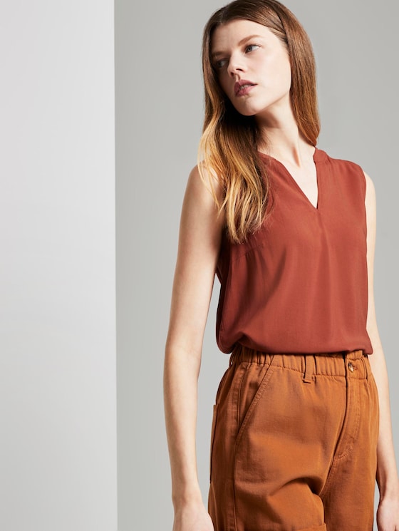 Sleeveless tunic with a Henley neckline - Women - Rust Orange Sleeveless tunic with a Henley neckline - Women - Rust Orange - 5 - TOM TAILOR Denim