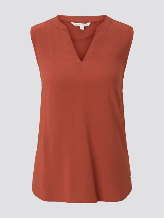 Sleeveless tunic with a Henley neckline - Women - Rust Orange Sleeveless tunic with a Henley neckline - Women - Rust Orange - 7 - TOM TAILOR Denim