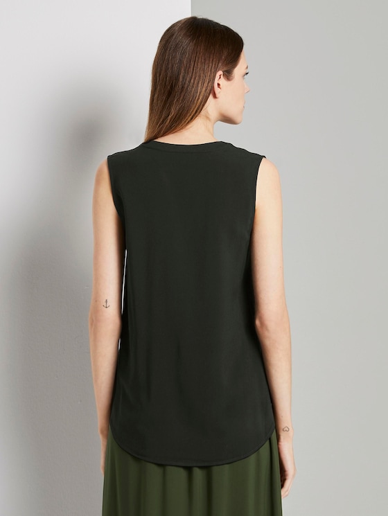 Ärmellose Tunikabluse mit Henley-Ausschnitt - Frauen - Deep Black Ärmellose Tunikabluse mit Henley-Ausschnitt - Frauen - Deep Black - 2 - TOM TAILOR Denim
