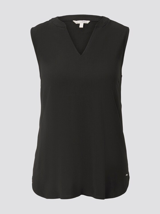 Ärmellose Tunikabluse mit Henley-Ausschnitt - Frauen - Deep Black Ärmellose Tunikabluse mit Henley-Ausschnitt - Frauen - Deep Black - 7 - TOM TAILOR Denim