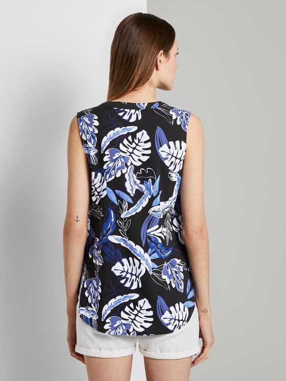 Ärmellose Tunikabluse mit Henley-Ausschnitt - Frauen - black blue tropical print Ärmellose Tunikabluse mit Henley-Ausschnitt - Frauen - black blue tropical print - 2 - TOM TAILOR Denim