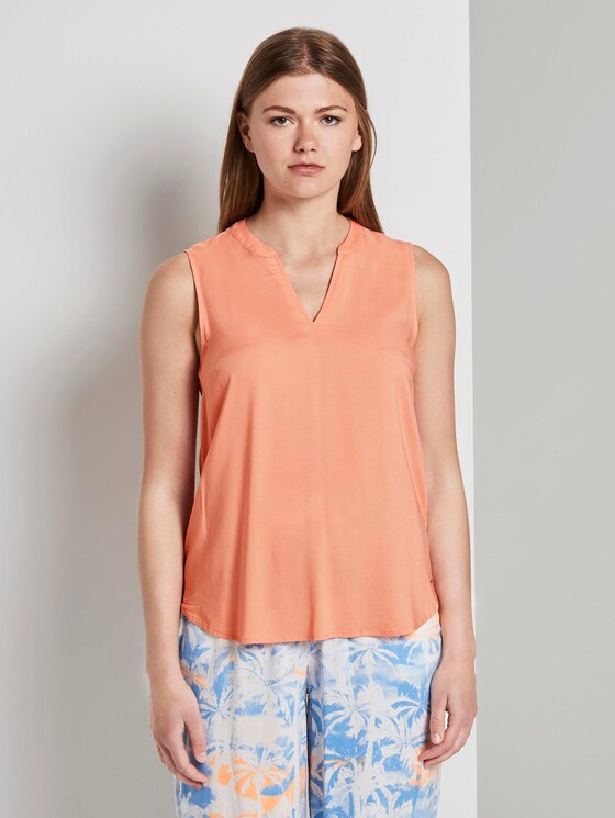 Sleeveless tunic with a Henley neckline - Women - papaya orange Sleeveless tunic with a Henley neckline - Women - papaya orange - 1 - TOM TAILOR Denim