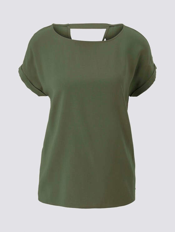 Short-sleeved tunic blouse with back details - Women - Dusty Rifle Green Short-sleeved tunic blouse with back details - Women - Dusty Rifle Green - 7 - TOM TAILOR Denim