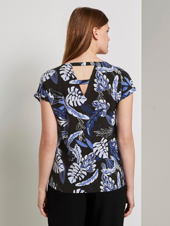 Kurzarm-Tunikabluse mit Rückendetail - Frauen - black blue tropical print Kurzarm-Tunikabluse mit Rückendetail - Frauen - black blue tropical print - 2 - TOM TAILOR Denim