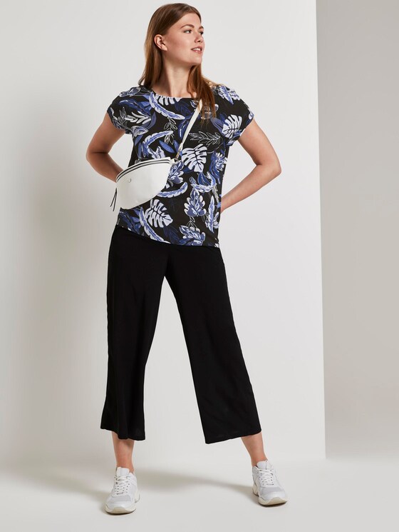 Kurzarm-Tunikabluse mit Rückendetail - Frauen - black blue tropical print Kurzarm-Tunikabluse mit Rückendetail - Frauen - black blue tropical print - 3 - TOM TAILOR Denim