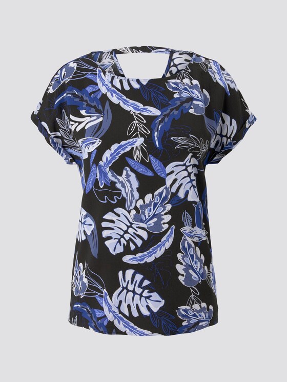 Kurzarm-Tunikabluse mit Rückendetail - Frauen - black blue tropical print Kurzarm-Tunikabluse mit Rückendetail - Frauen - black blue tropical print - 7 - TOM TAILOR Denim