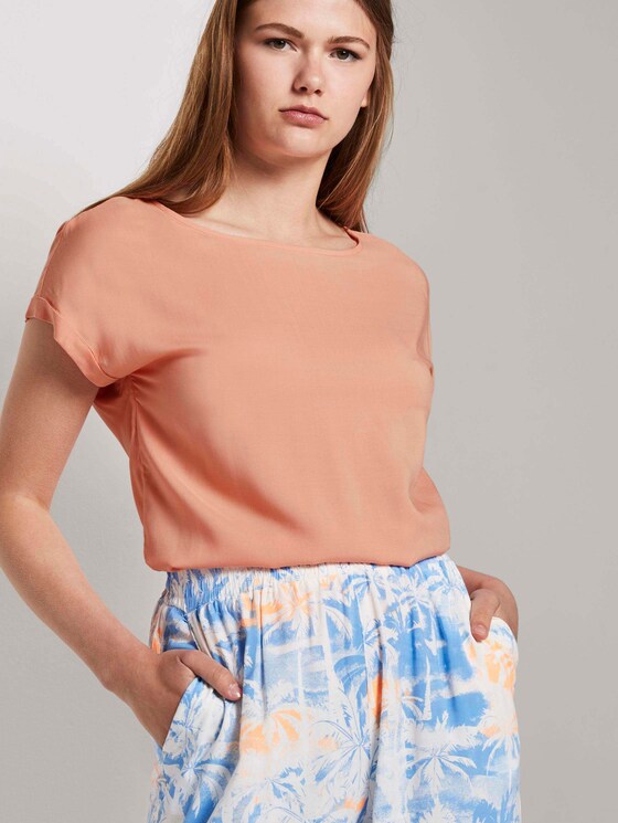 Kurzarm-Tunikabluse mit Rückendetail - Frauen - papaya orange Kurzarm-Tunikabluse mit Rückendetail - Frauen - papaya orange - 5 - TOM TAILOR Denim