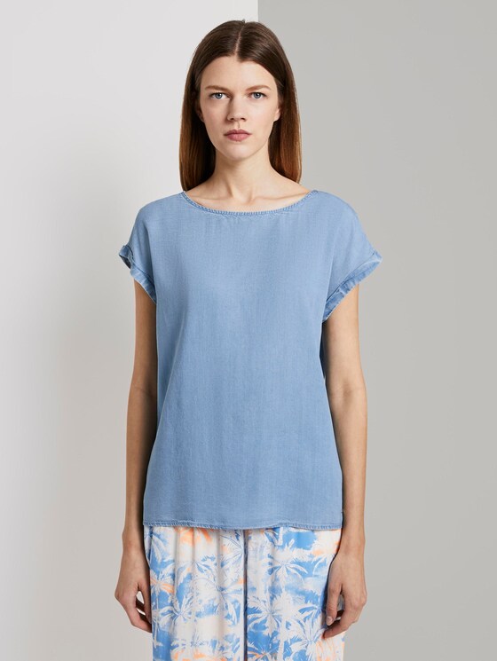 Kurzarm-Tunikabluse im Jeans-Look - Frauen - light stone bright blue denim Kurzarm-Tunikabluse im Jeans-Look - Frauen - light stone bright blue denim - 1 - TOM TAILOR Denim