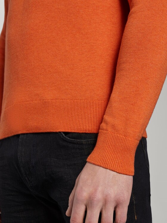 Basic Strickpullover mit V-Ausschnitt - Männer - bright orange melange Basic Strickpullover mit V-Ausschnitt - Männer - bright orange melange - 10 - TOM TAILOR