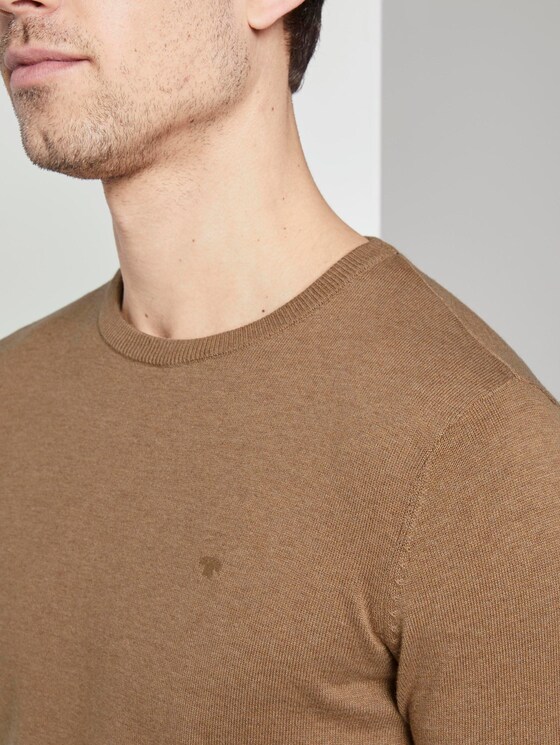 Basic Strickpullover - Männer - havana brown melange Basic Strickpullover - Männer - havana brown melange - 10 - TOM TAILOR