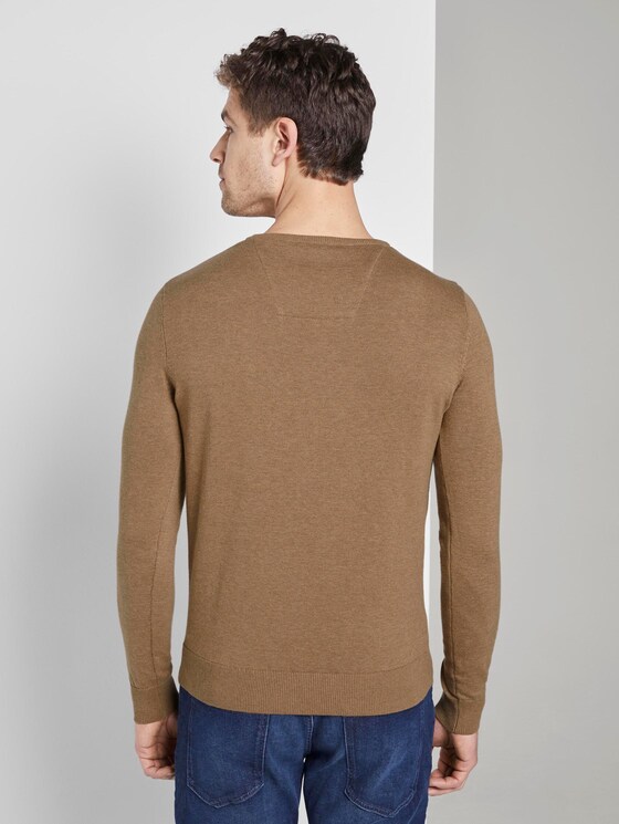 Basic Strickpullover - Männer - havana brown melange Basic Strickpullover - Männer - havana brown melange - 2 - TOM TAILOR
