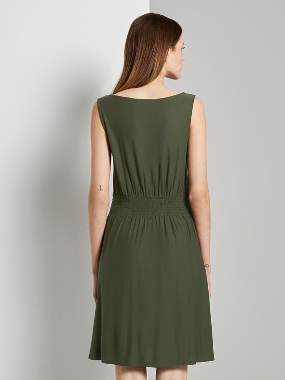 Jersey Mini Jurk met Smoking detail - Vrouwen - Dusty Rifle Green Jersey Mini Jurk met Smoking detail - Vrouwen - Dusty Rifle Green - 2 - TOM TAILOR Denim
