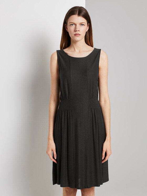 Jersey Mini Jurk met Smoking detail - Vrouwen - Deep Black Jersey Mini Jurk met Smoking detail - Vrouwen - Deep Black - 1 - TOM TAILOR Denim