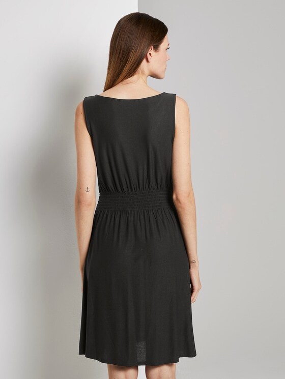 Jersey Mini Jurk met Smoking detail - Vrouwen - Deep Black Jersey Mini Jurk met Smoking detail - Vrouwen - Deep Black - 2 - TOM TAILOR Denim