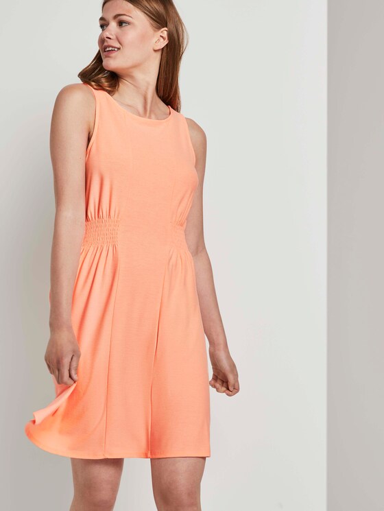 Jersey mini dress with smocking details - Women - papaya neon orange Jersey mini dress with smocking details - Women - papaya neon orange - 5 - TOM TAILOR Denim