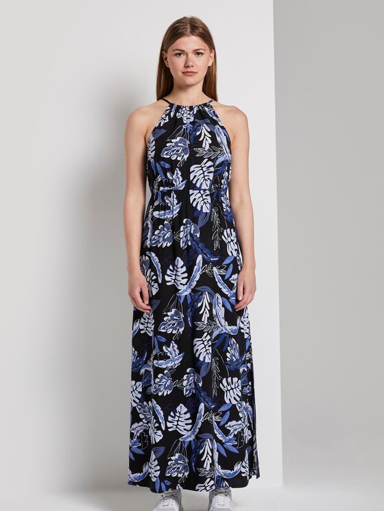 Halter maxi dress with a tropical print - Women - black blue tropical print Halter maxi dress with a tropical print - Women - black blue tropical print - 1 - TOM TAILOR Denim