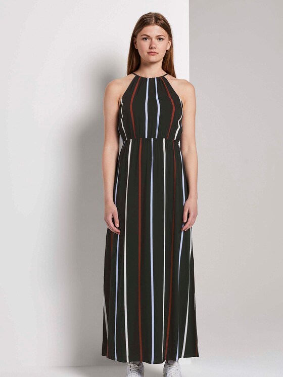 Neckholder-Maxikleid mit tropischem Print - Frauen - black blue rust stripe Neckholder-Maxikleid mit tropischem Print - Frauen - black blue rust stripe - 1 - TOM TAILOR Denim