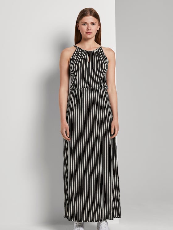 Gestreiftes Neckholder-Maxikleid - Frauen - black white stripe Gestreiftes Neckholder-Maxikleid - Frauen - black white stripe - 1 - TOM TAILOR Denim