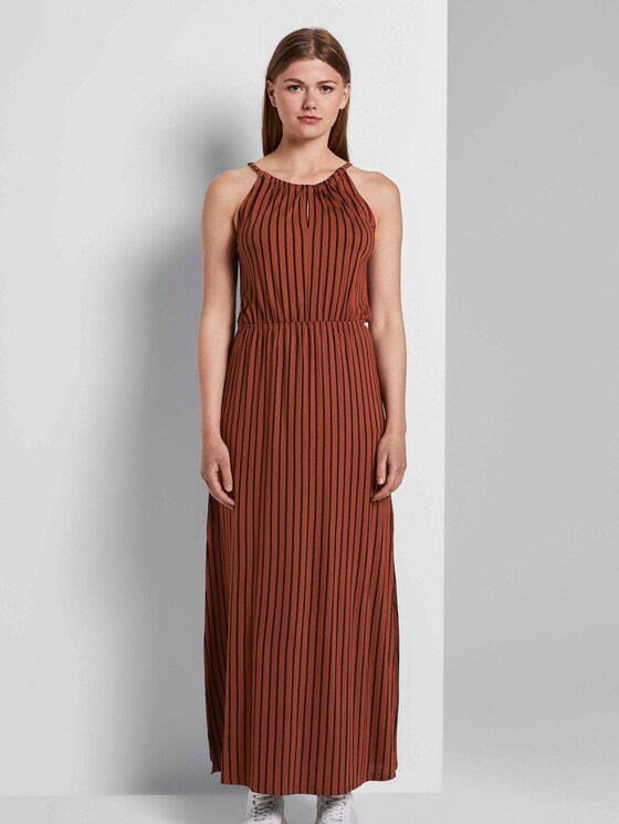 Striped halter maxi dress - Women - rust black stripe Striped halter maxi dress - Women - rust black stripe - 1 - TOM TAILOR Denim