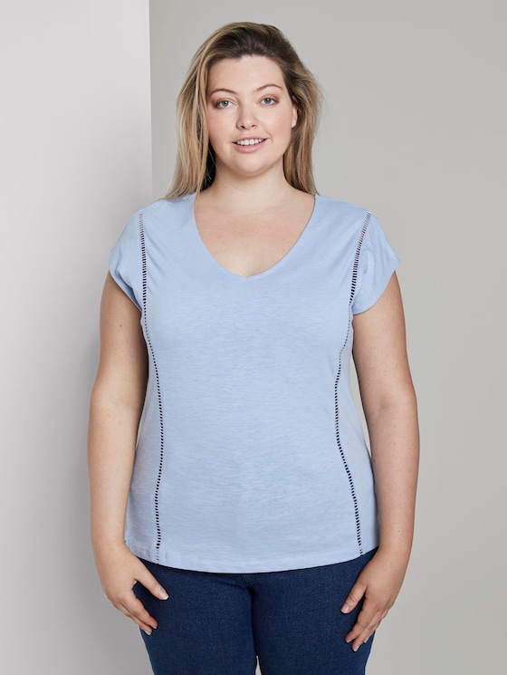 T-Shirt mit Tape-Detail - Frauen - Parisienne Blue T-Shirt mit Tape-Detail - Frauen - Parisienne Blue - 1 - My True Me