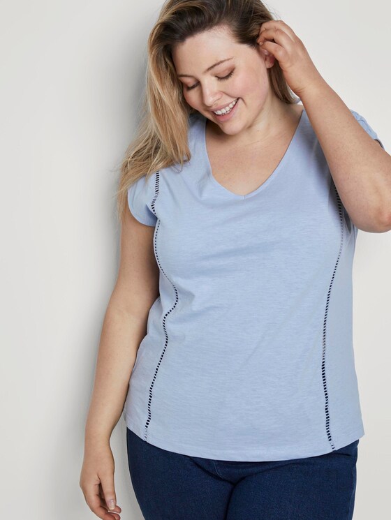 T-Shirt mit Tape-Detail - Frauen - Parisienne Blue T-Shirt mit Tape-Detail - Frauen - Parisienne Blue - 5 - My True Me