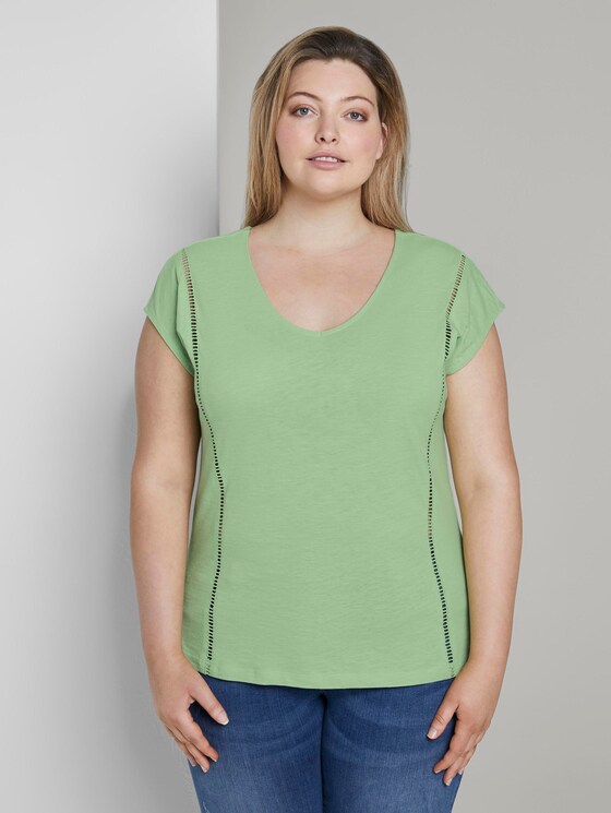 Curvy - T-Shirt mit Tape-Detail - Frauen - light pistachio green Curvy - T-Shirt mit Tape-Detail - Frauen - light pistachio green - 1 - My True Me