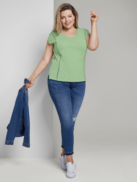 Curvy - T-Shirt mit Tape-Detail - Frauen - light pistachio green Curvy - T-Shirt mit Tape-Detail - Frauen - light pistachio green - 3 - My True Me
