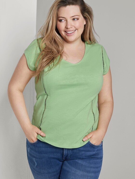 Curvy - T-Shirt mit Tape-Detail - Frauen - light pistachio green Curvy - T-Shirt mit Tape-Detail - Frauen - light pistachio green - 5 - My True Me