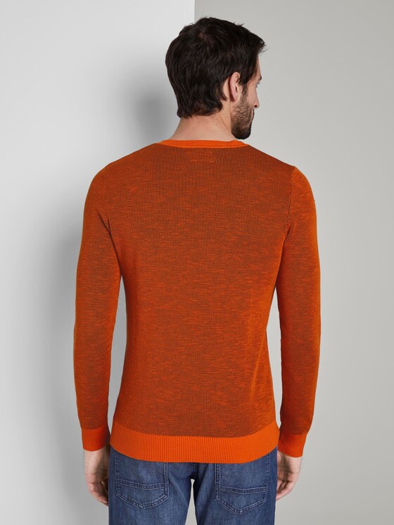 Textured pullover - Men - orange grey structure Textured pullover - Men - orange grey structure - 2 - TOM TAILOR