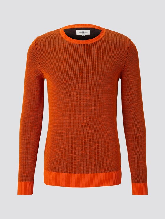 Textured pullover - Men - orange grey structure Textured pullover - Men - orange grey structure - 7 - TOM TAILOR