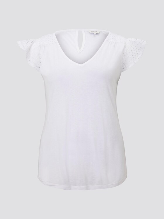 T-Shirt mit Lochstickerei - Frauen - White T-Shirt mit Lochstickerei - Frauen - White - 7 - My True Me