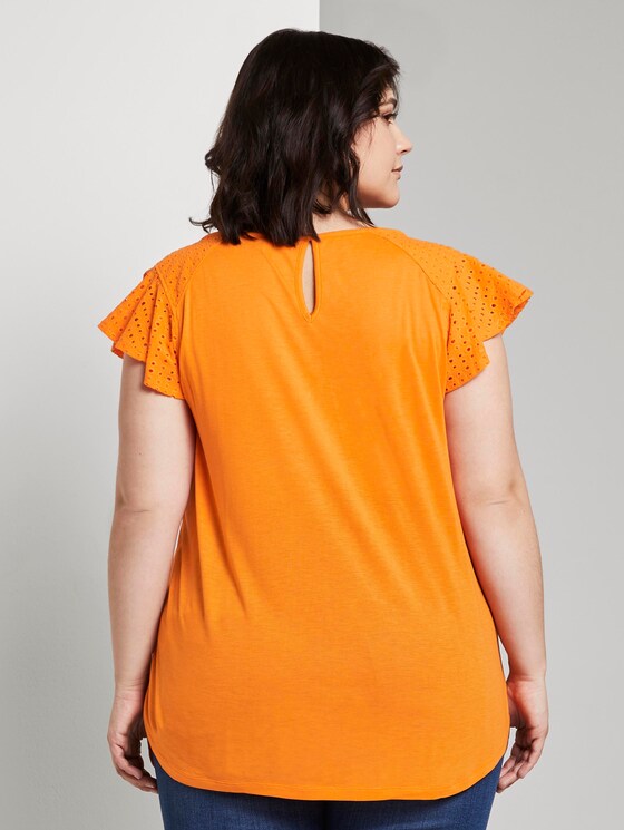 T-Shirt mit Lochstickerei - Frauen - bright mandarin T-Shirt mit Lochstickerei - Frauen - bright mandarin - 2 - My True Me