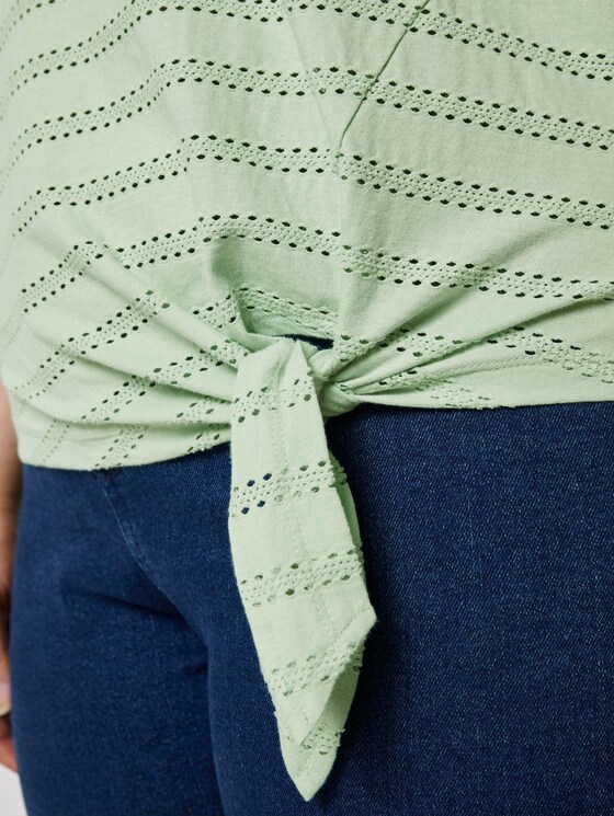 T-Shirt mit Lochstickerei und Knoten-Detail - Frauen - light pistachio green T-Shirt mit Lochstickerei und Knoten-Detail - Frauen - light pistachio green - 10 - My True Me