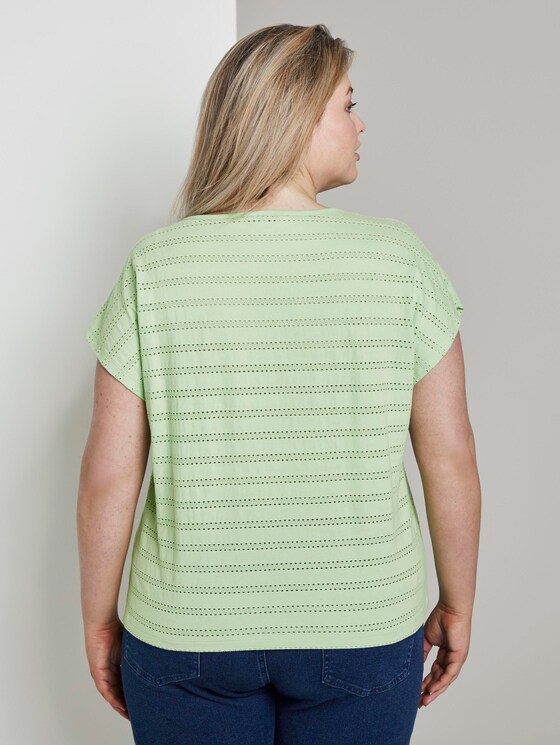 T-Shirt mit Lochstickerei und Knoten-Detail - Frauen - light pistachio green T-Shirt mit Lochstickerei und Knoten-Detail - Frauen - light pistachio green - 2 - My True Me