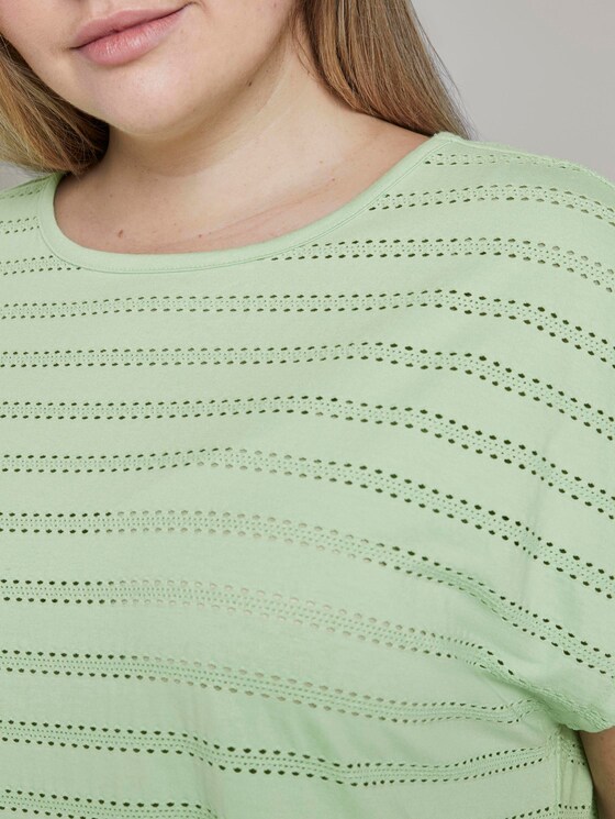 T-Shirt mit Lochstickerei und Knoten-Detail - Frauen - light pistachio green T-Shirt mit Lochstickerei und Knoten-Detail - Frauen - light pistachio green - 9 - My True Me