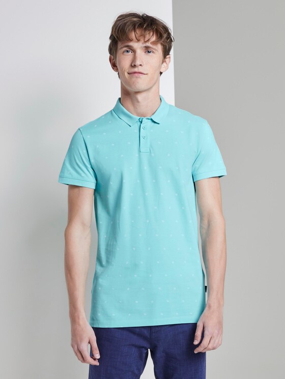 Poloshirt mit Allover-Print - Männer - soft blue small leaves print Poloshirt mit Allover-Print - Männer - soft blue small leaves print - 1 - TOM TAILOR Denim