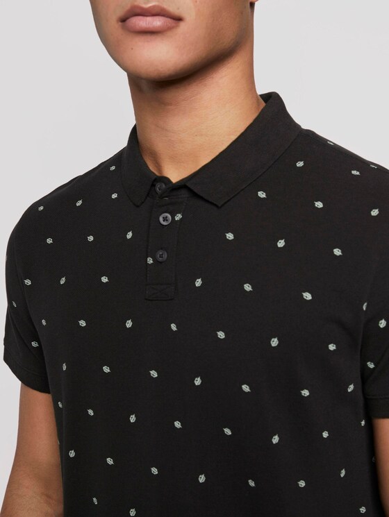 Poloshirt mit Allover-Print - Männer - black small leaves print Poloshirt mit Allover-Print - Männer - black small leaves print - 9 - TOM TAILOR Denim