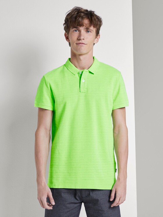 Poloshirt in Melange-Optik mit Stickerei - Männer - neon green white melange Poloshirt in Melange-Optik mit Stickerei - Männer - neon green white melange - 1 - TOM TAILOR Denim