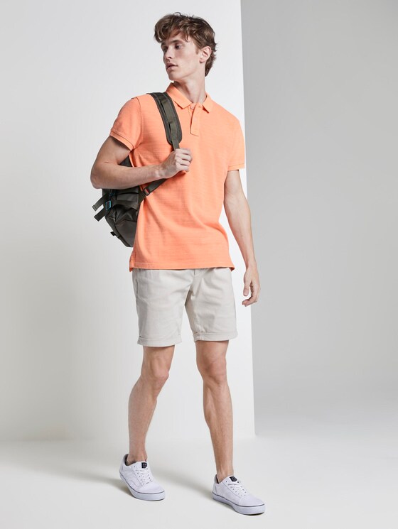 Polo shirt in a melange look with embroidery - Men - neon orange white melange Polo shirt in a melange look with embroidery - Men - neon orange white melange - 3 - TOM TAILOR Denim